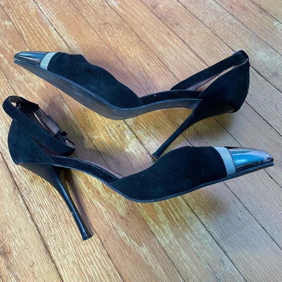 Jeffrey Campbell Koons Black Suede & Metal Ankle Strap Heels Women’s Size 8.5 - Picture 2 of 12